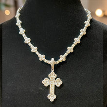 Load image into Gallery viewer, Silver Cross Necklace Iced Bling Cross Pendant Chain Gift for Men and Women