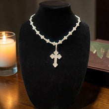Load image into Gallery viewer, Silver Cross Necklace Iced Bling Cross Pendant Chain Gift for Men and Women