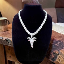 Load image into Gallery viewer, Iced Goat Head Pendant Gold and White Gold Tennis Chain Hip Hop Necklace for Men and Women Birthday or Anniversary Gift