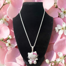 Load image into Gallery viewer, Hello Kitty Iced Gold or Silver Necklace Pendant Birthday Gift for Her