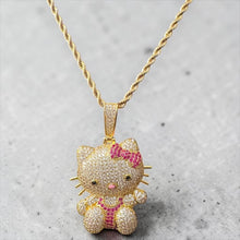 Load image into Gallery viewer, Hello Kitty Iced Gold or Silver Necklace Pendant Birthday Gift for Her