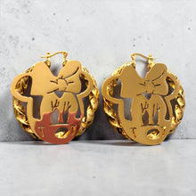 Load image into Gallery viewer, Minnie Mouse Gold Shiny Hoop Earrings Gift for Women Girls Birthday