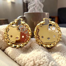 Load image into Gallery viewer, Hello Kitty Hoop Earrings Gold Layered Stainless Steel Birthday Gift for Women Girls