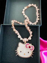 Load image into Gallery viewer, Hello Kitty Rose Heart Necklace (18”)
