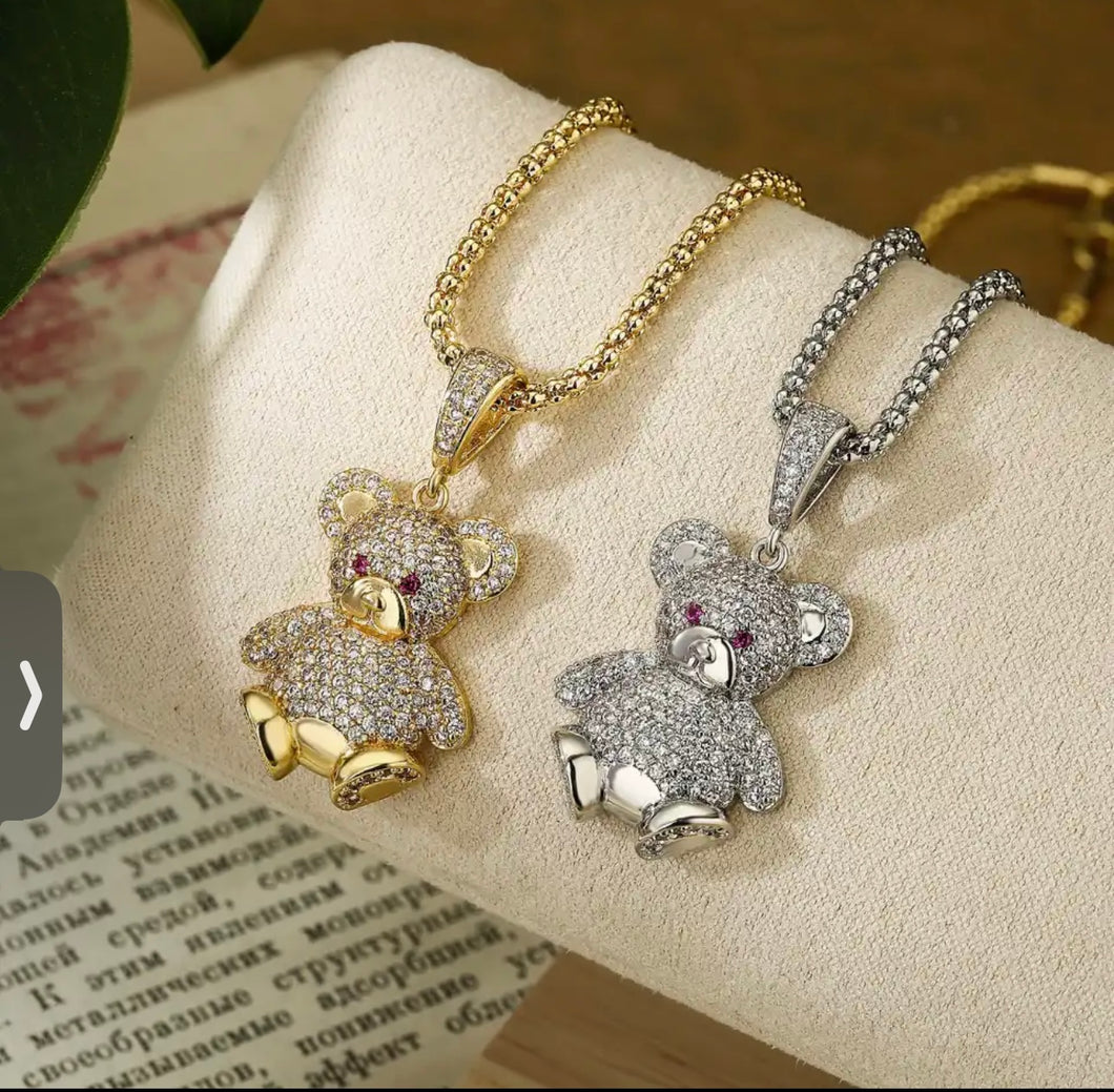 Red Eye Teddy Necklace