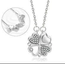 Load image into Gallery viewer, 4 Leaf Clover Pull Apart Heart Necklace
