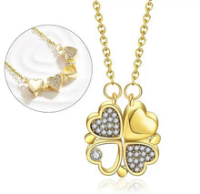 Load image into Gallery viewer, 4 Leaf Clover Pull Apart Heart Necklace
