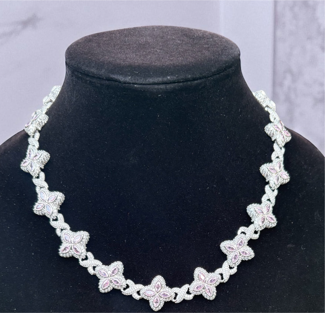 Pink Clover Necklace (18”)