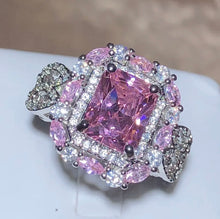 Load image into Gallery viewer, Gorgeous Square Pink and Green Ring
