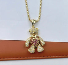 Load image into Gallery viewer, Multicolor Bear Love Heart Ziron Red Skirt Blue Skirt Bear Pendant
