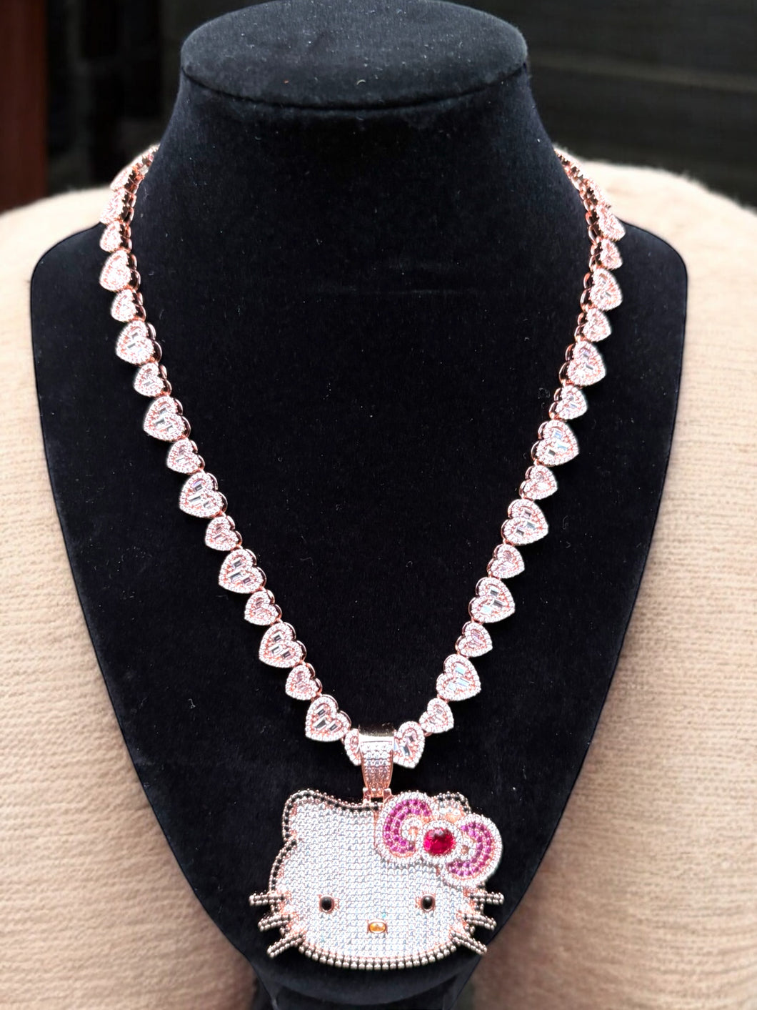 Hello Kitty Rose Heart Necklace (18”)