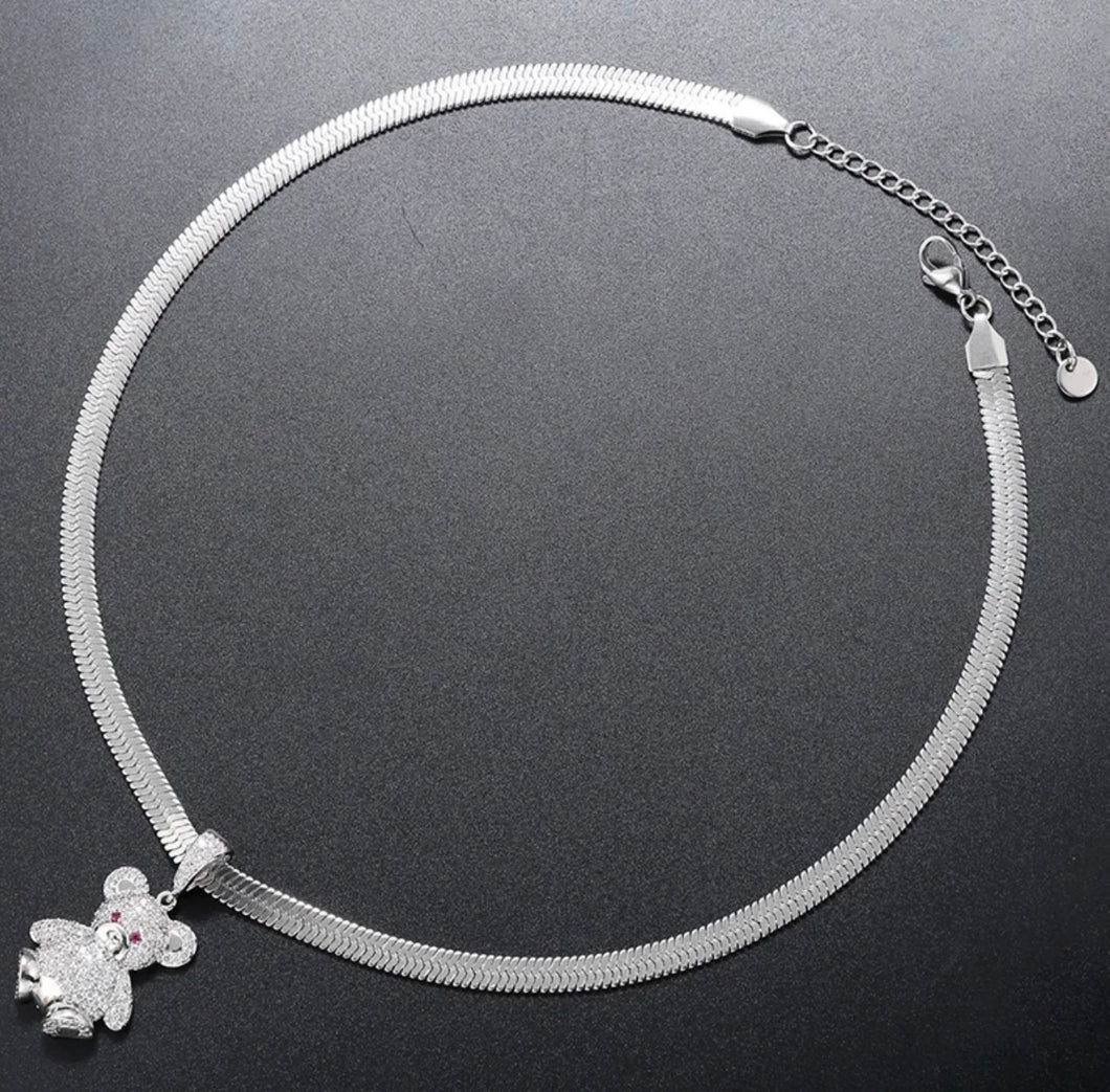 Stainless steel women necklaces Cute mini bear