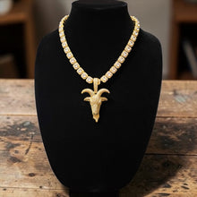 Load image into Gallery viewer, Iced Goat Head Pendant Gold and White Gold Tennis Chain Hip Hop Necklace for Men and Women Birthday or Anniversary Gift
