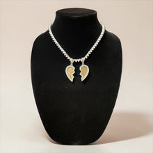 Load image into Gallery viewer, Silver Iced Broken Heart Pendant Necklace Gift for Couples Men or Women
