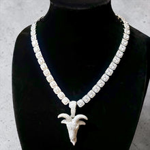 Load image into Gallery viewer, Iced Goat Head Pendant Gold and White Gold Tennis Chain Hip Hop Necklace for Men and Women Birthday or Anniversary Gift
