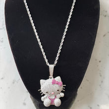 Load image into Gallery viewer, Hello Kitty Iced Gold or Silver Necklace Pendant Birthday Gift for Her
