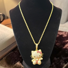 Load image into Gallery viewer, Hello Kitty Iced Gold or Silver Necklace Pendant Birthday Gift for Her
