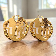 Load image into Gallery viewer, Minnie Mouse Gold Shiny Hoop Earrings Gift for Women Girls Birthday
