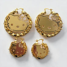 Load image into Gallery viewer, Hello Kitty Hoop Earrings Gold Layered Stainless Steel Birthday Gift for Women Girls
