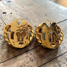 Load image into Gallery viewer, Minnie Mouse Gold Shiny Hoop Earrings Gift for Women Girls Birthday
